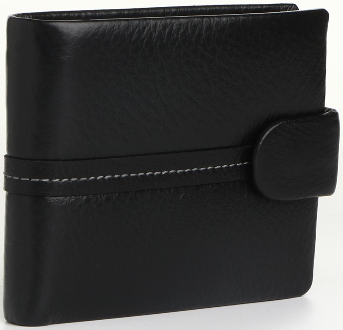Портмоне на кнопке, отделение для сим-карт, цвет чёрный