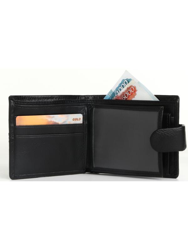 Портмоне на кнопке, отделение для сим-карт, цвет чёрный