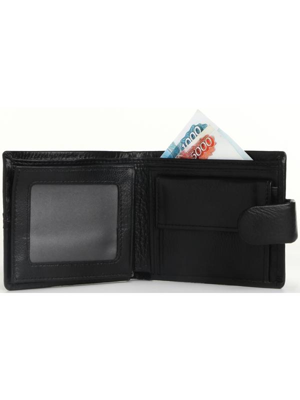 Портмоне на кнопке, отделение для сим-карт, цвет чёрный