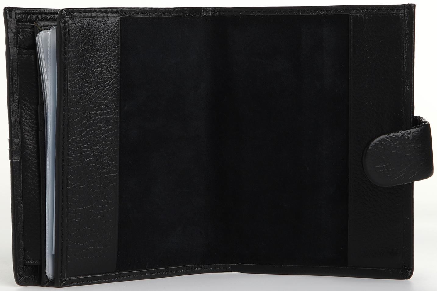 Портмоне на кнопке 3 в 1, отдел для автодокументов, паспорта, цвет чёрный