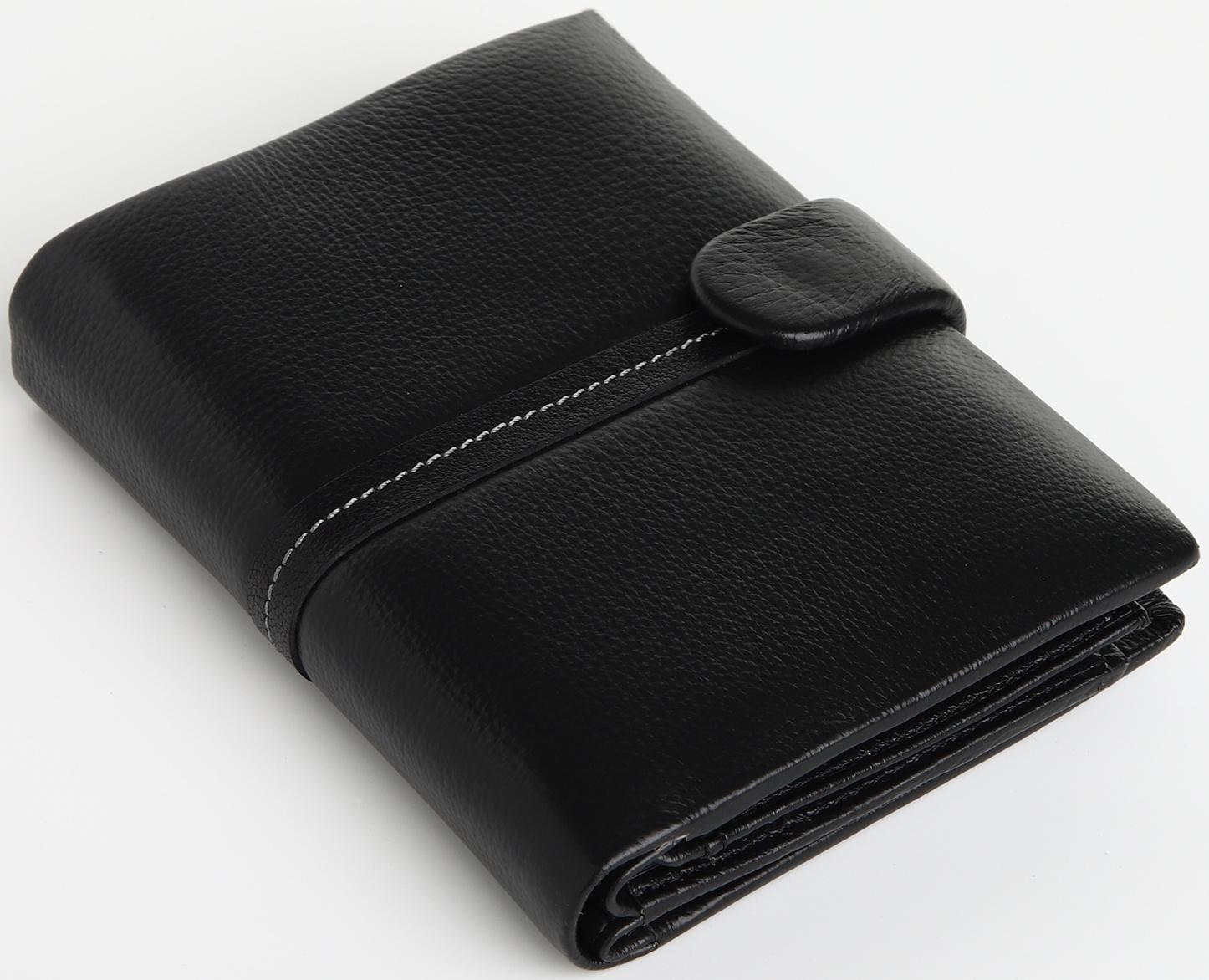 Портмоне на кнопке 3 в 1, отдел для автодокументов, паспорта, цвет чёрный