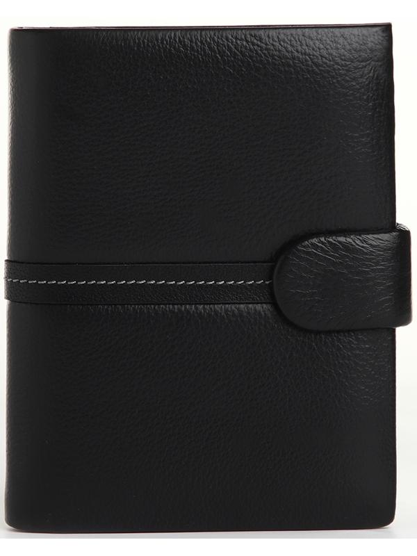 Портмоне на кнопке 3 в 1, отдел для автодокументов, паспорта, цвет чёрный