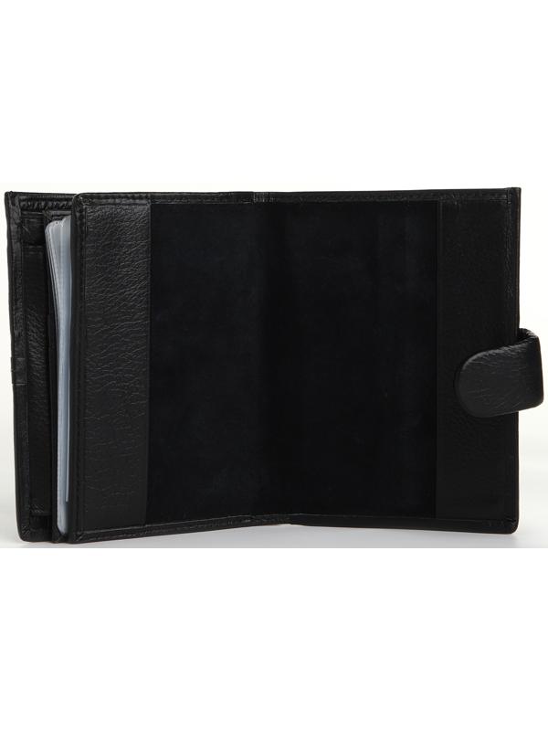 Портмоне на кнопке 3 в 1, отдел для автодокументов, паспорта, цвет чёрный