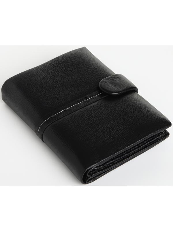 Портмоне на кнопке 3 в 1, отдел для автодокументов, паспорта, цвет чёрный