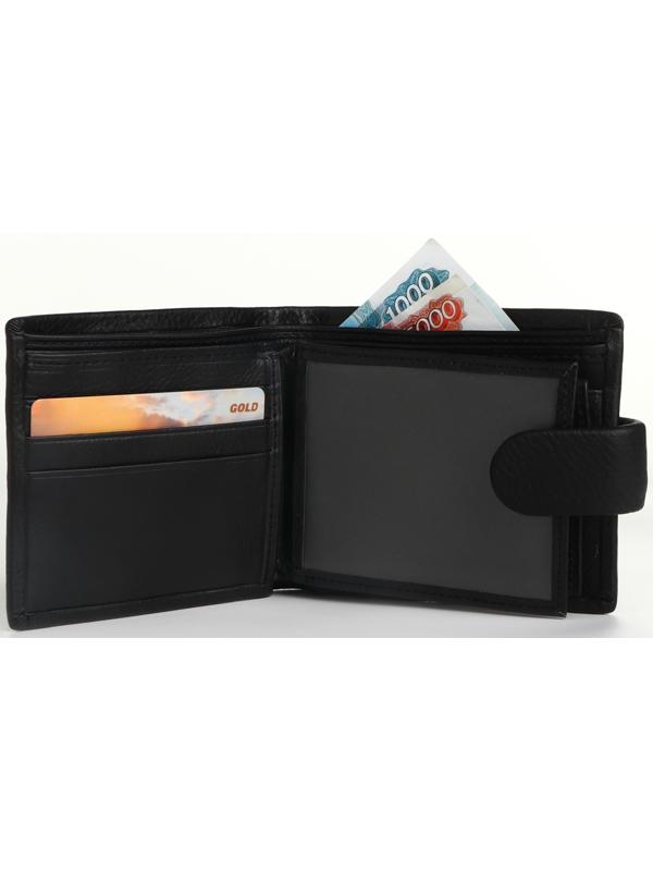 Портмоне на кнопке, цвет чёрный