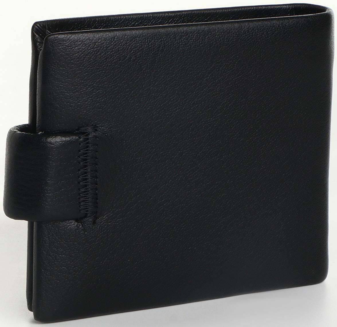 Портмоне на кнопке, цвет чёрный