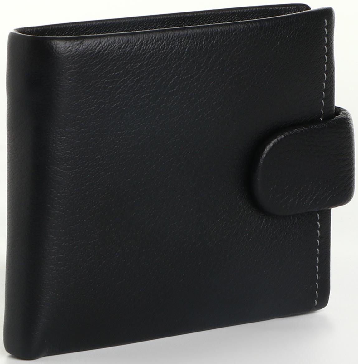 Портмоне на кнопке, цвет чёрный