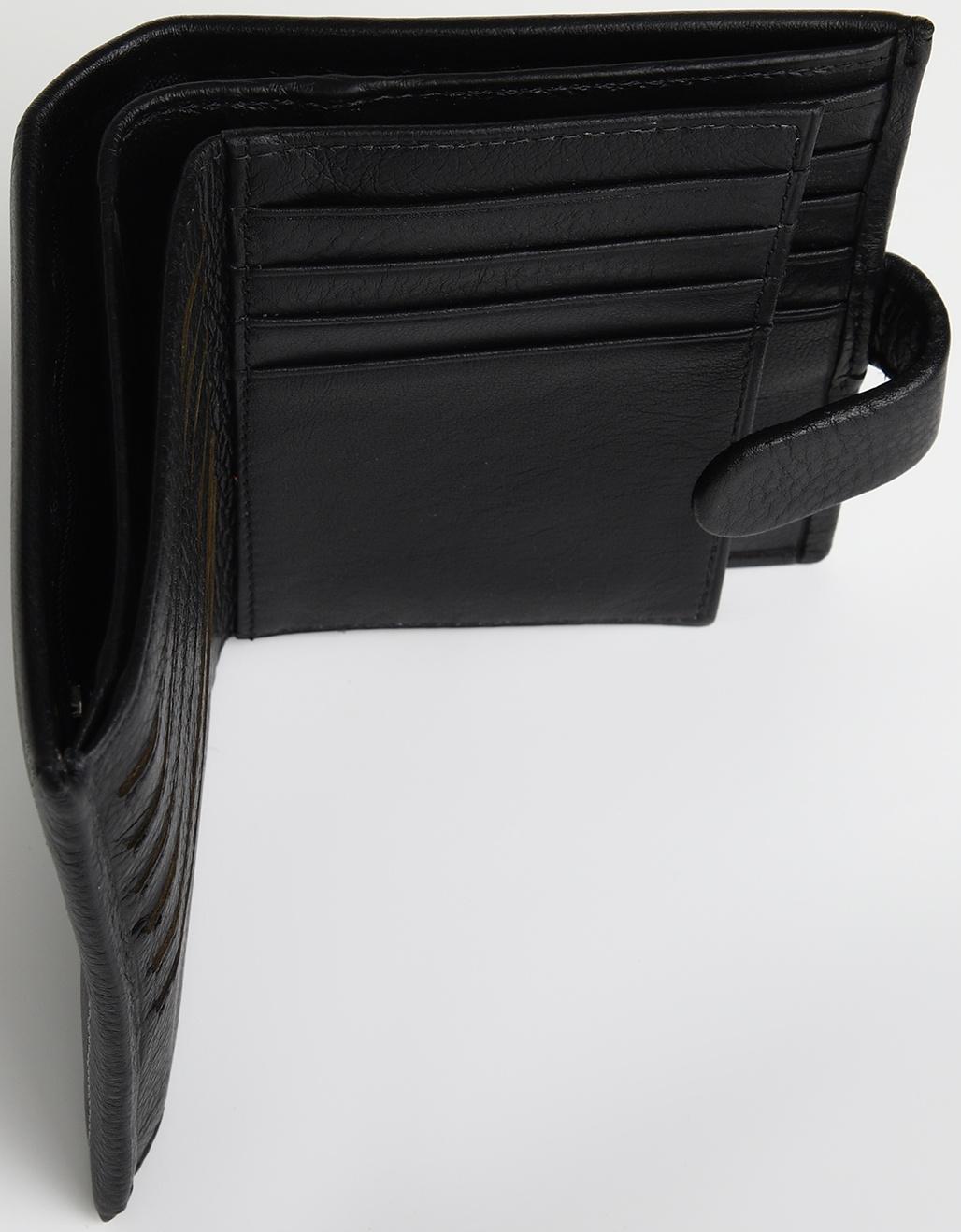 Портмоне на кнопке, отдел для автодокументов, цвет чёрный