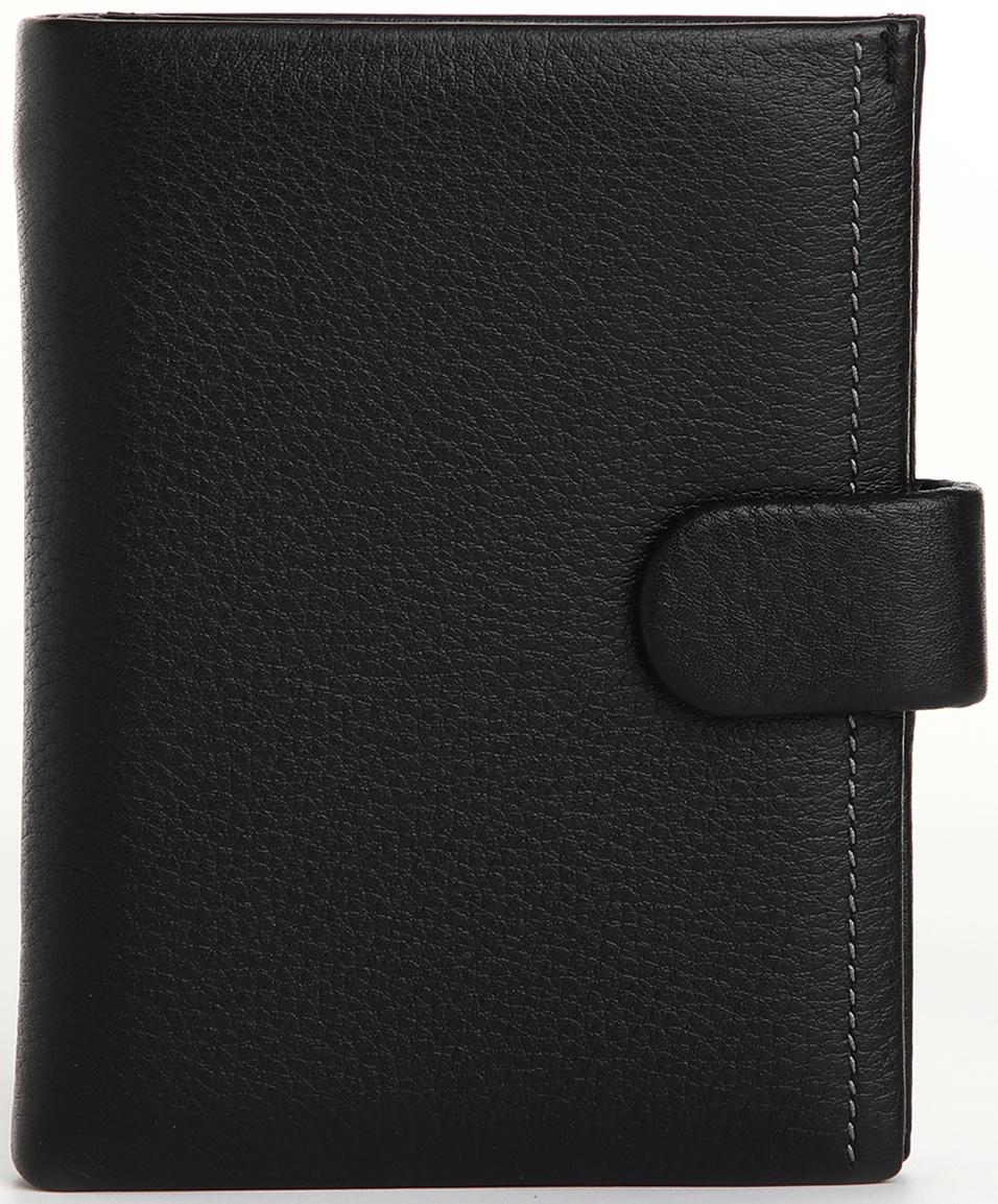 Портмоне на кнопке, отдел для автодокументов, цвет чёрный