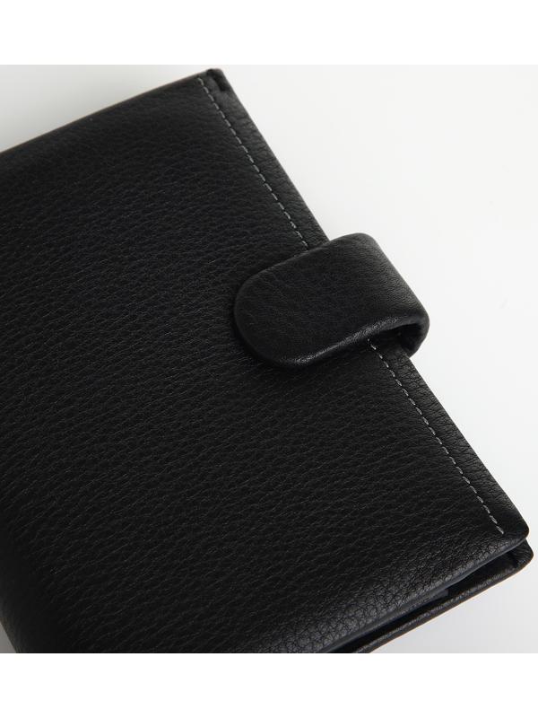 Портмоне на кнопке, отдел для автодокументов, цвет чёрный