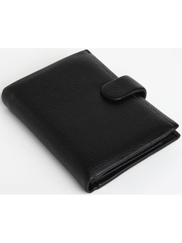 Портмоне на кнопке, отдел для автодокументов, цвет чёрный