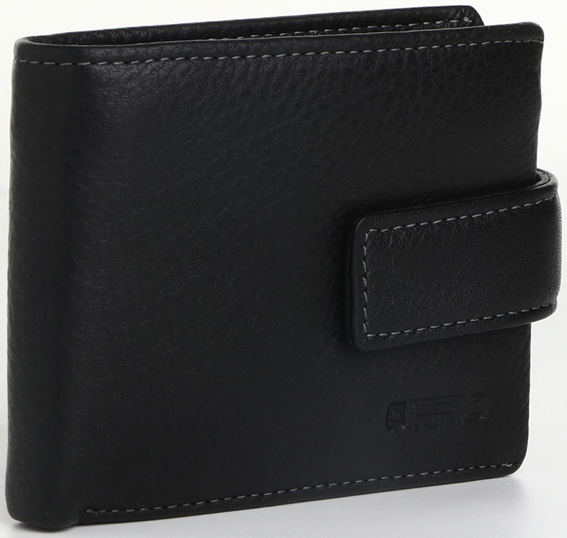 Портмоне на кнопке, цвет чёрный
