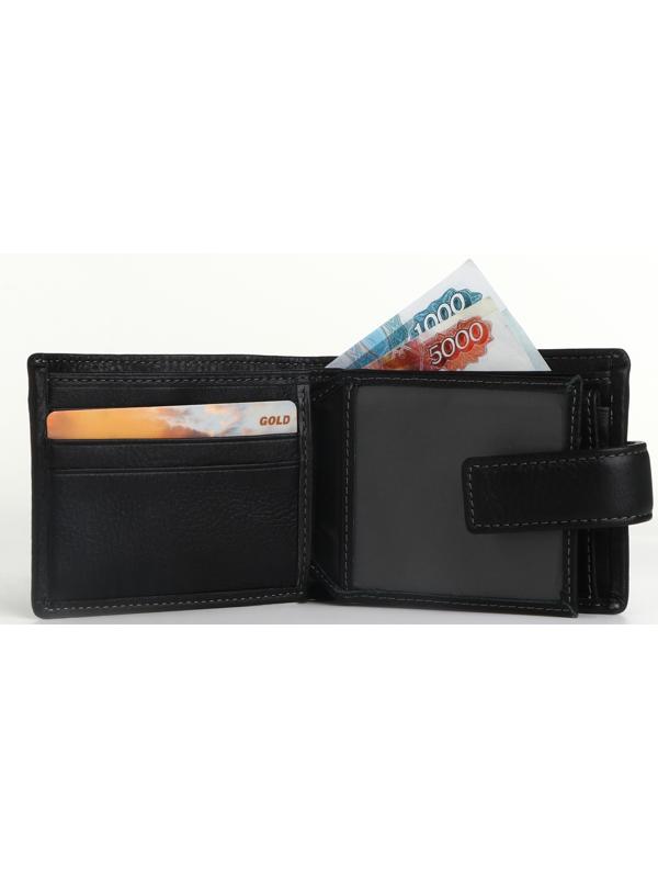 Портмоне на кнопке, цвет чёрный