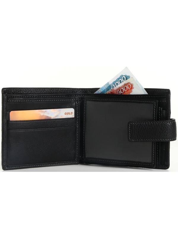 Портмоне на кнопке, цвет чёрный