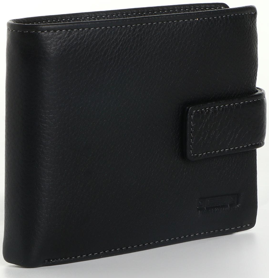 Портмоне на кнопке, цвет чёрный