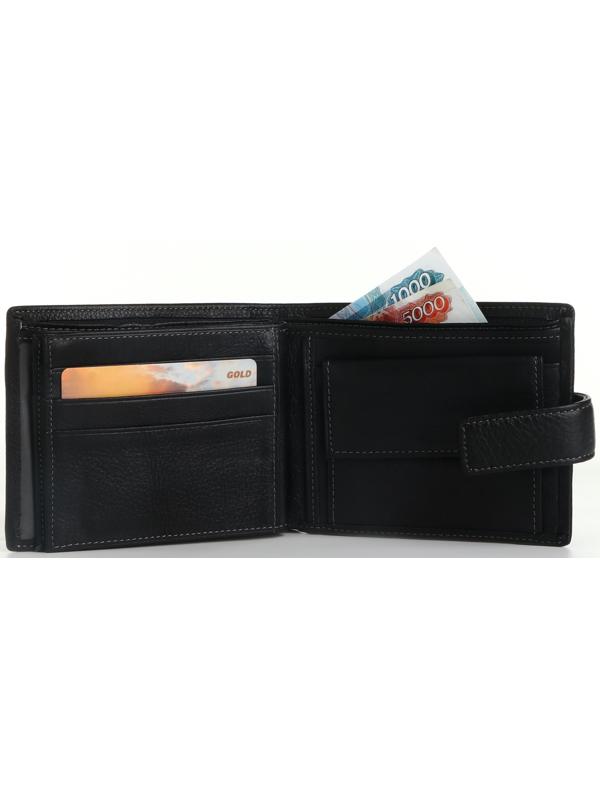 Портмоне на кнопке, цвет чёрный