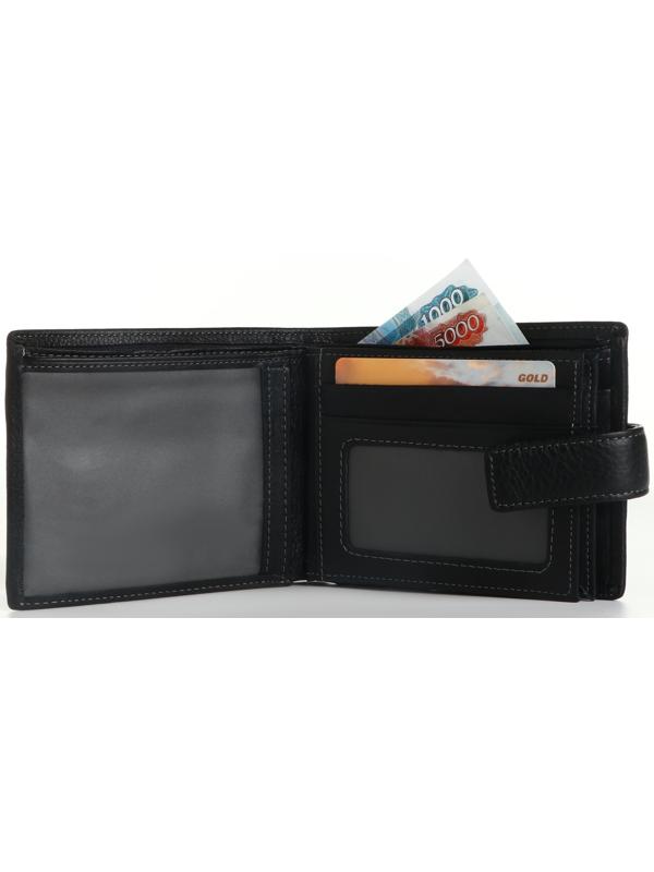 Портмоне на кнопке, цвет чёрный