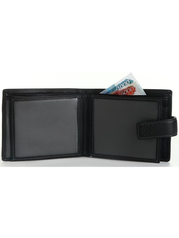 Портмоне на кнопке, цвет чёрный