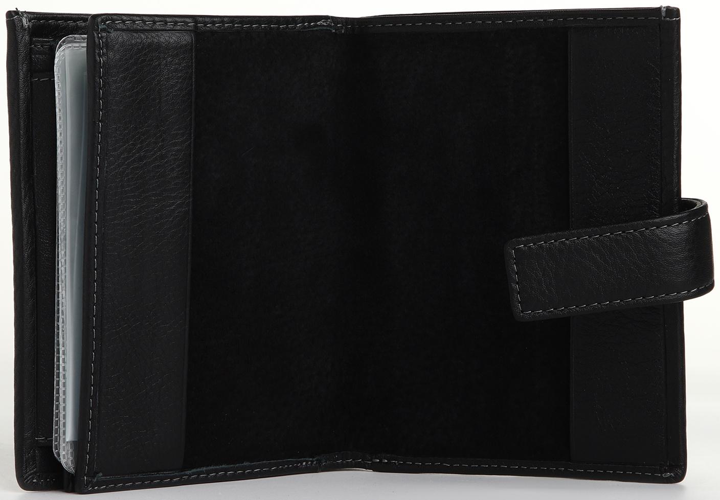 Портмоне на кнопке 3 в 1, отдел для автодокументов, паспорта, цвет чёрный