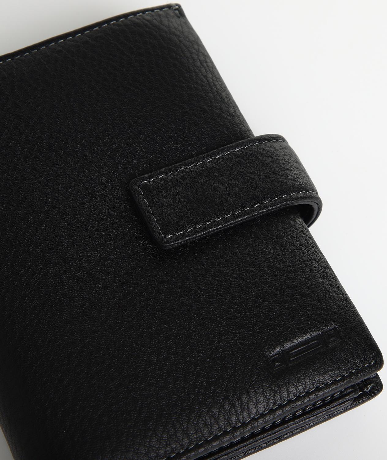 Портмоне на кнопке 3 в 1, отдел для автодокументов, паспорта, цвет чёрный