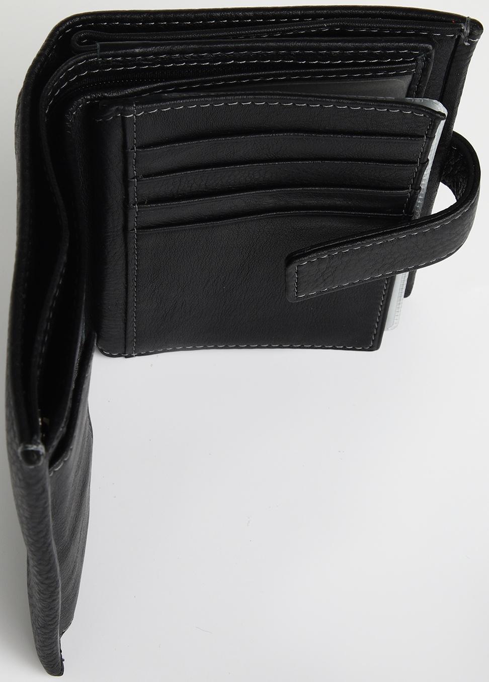 Портмоне на кнопке 3 в 1, отдел для автодокументов, паспорта, цвет чёрный