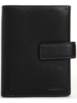 Портмоне на кнопке 3 в 1, отдел для автодокументов, паспорта, цвет чёрный