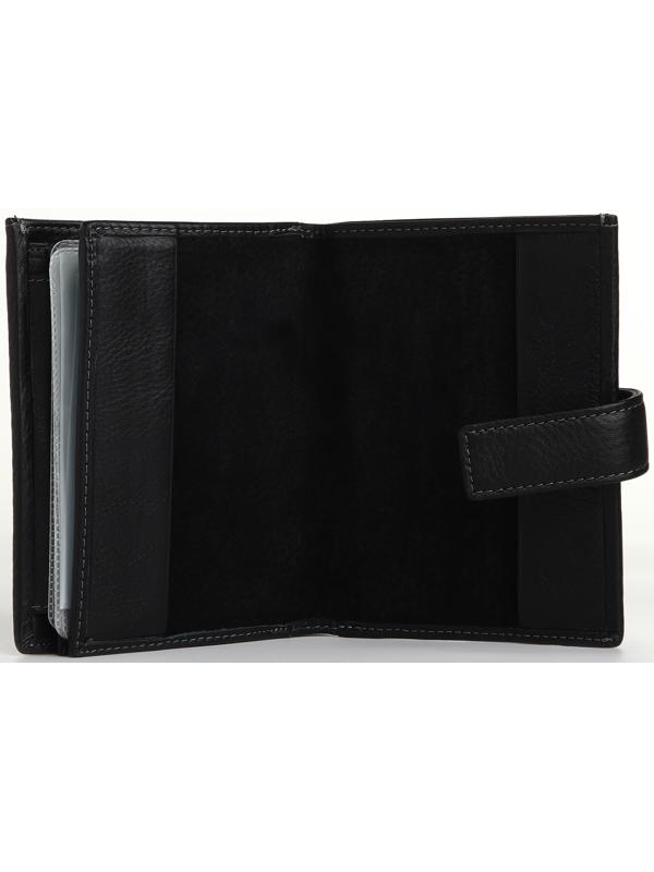 Портмоне на кнопке 3 в 1, отдел для автодокументов, паспорта, цвет чёрный