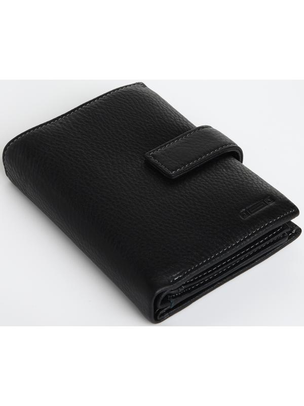Портмоне на кнопке 3 в 1, отдел для автодокументов, паспорта, цвет чёрный