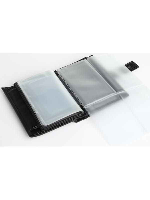Портмоне на кнопке 3 в 1, отдел для автодокументов, паспорта, цвет чёрный