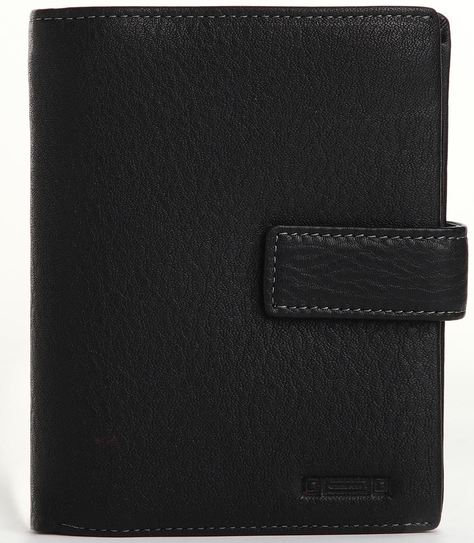 Портмоне на кнопке, отдел для автодокументов, цвет чёрный