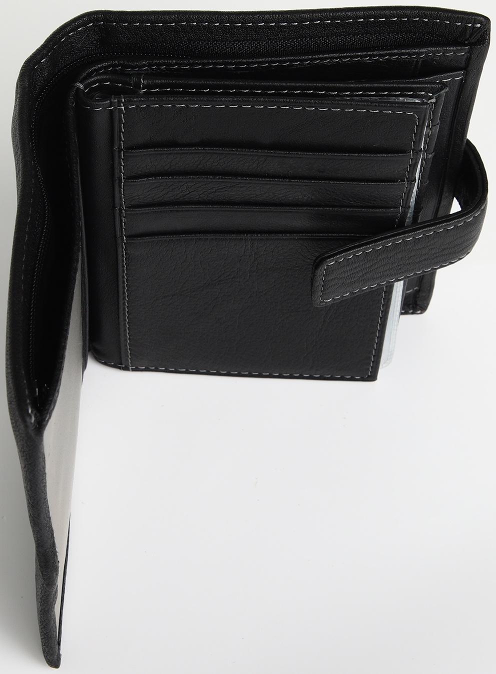 Портмоне на кнопке, отдел для автодокументов, цвет чёрный