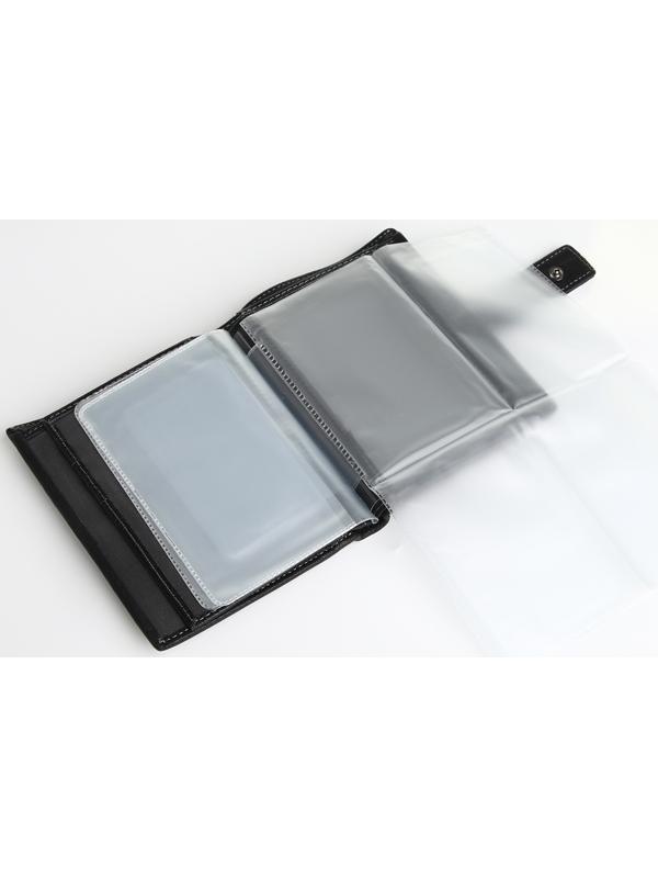 Портмоне на кнопке, отдел для автодокументов, цвет чёрный