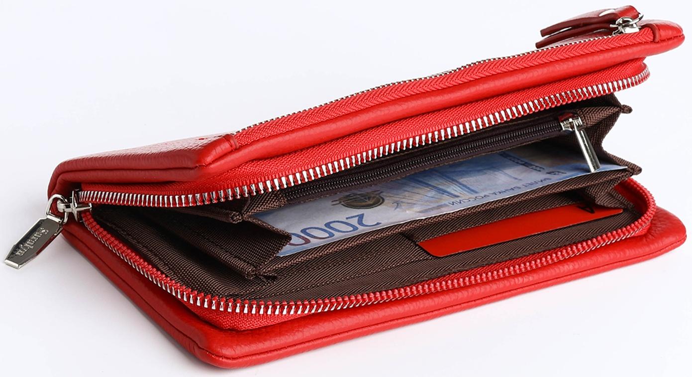 Кошелёк на молнии, цвет красный
