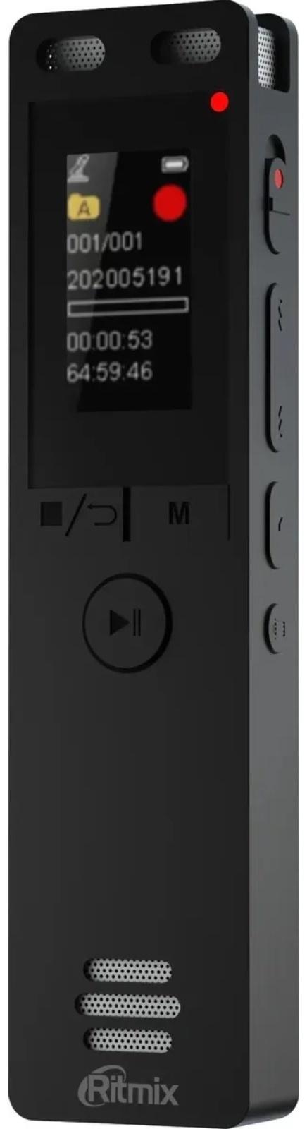Диктофон RITMIX RR-155, 16Гб,micro SD, APE, MP3, WMA, FLAC, WAV, Jack 3.5, micro USB,черный