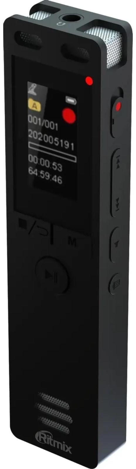 Диктофон RITMIX RR-155, 16Гб,micro SD, APE, MP3, WMA, FLAC, WAV, Jack 3.5, micro USB,черный