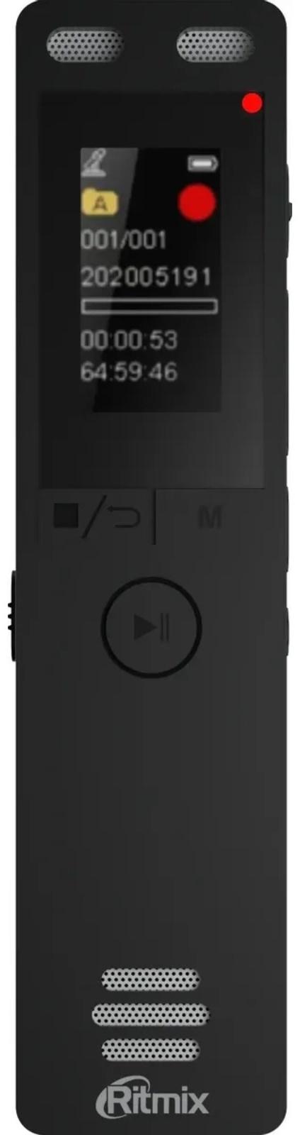Диктофон RITMIX RR-155, 16Гб,micro SD, APE, MP3, WMA, FLAC, WAV, Jack 3.5, micro USB,черный