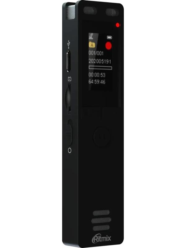 Диктофон RITMIX RR-155, 16Гб,micro SD, APE, MP3, WMA, FLAC, WAV, Jack 3.5, micro USB,черный