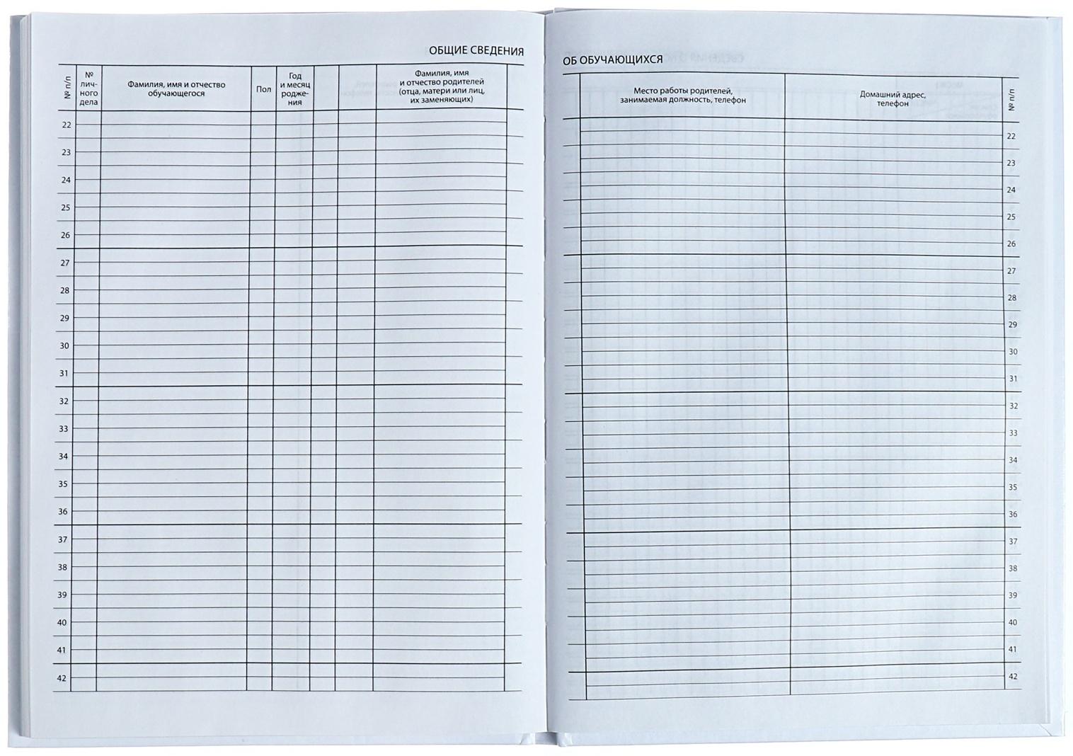Классный журнал для 1-11 классов А4, 96 листов, твёрдая обложка, белый блок