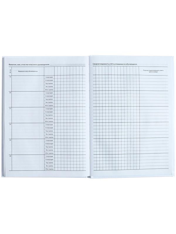 Классный журнал для 1-11 классов А4, 96 листов, твёрдая обложка, белый блок