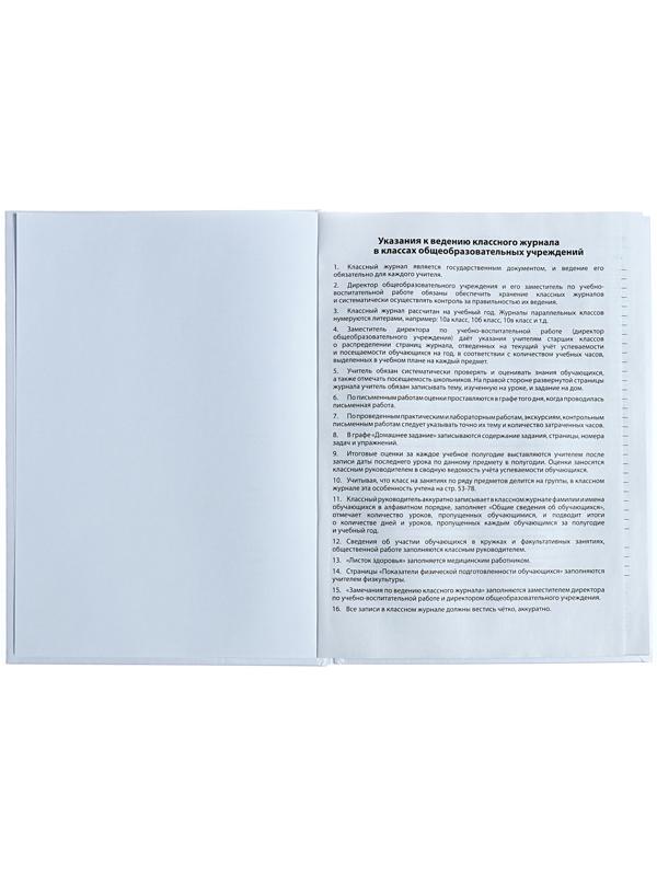 Классный журнал для 1-11 классов А4, 96 листов, твёрдая обложка, белый блок