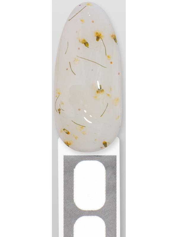 Гель для наращивания, с сухоцветами, 3-х фазный, 9 гр, LED/UV, цвет прозрачный/белый