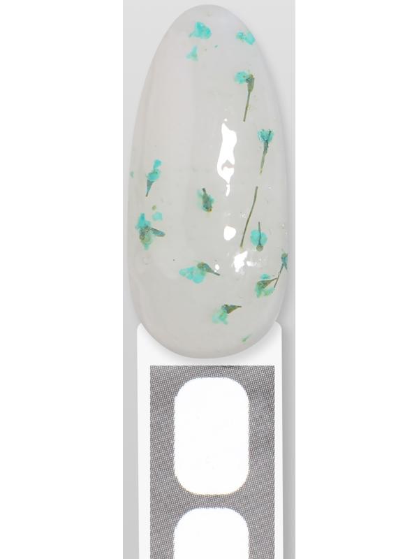 Гель для наращивания, с сухоцветами, 3-х фазный, 9 гр, LED/UV, цвет прозрачный/бирюзовый