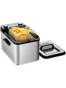 Фритюрница Kitfort КТ-4084, 3270 Вт, чаша 7.6 л, корзина 2.4 л, серебристо-чёрная