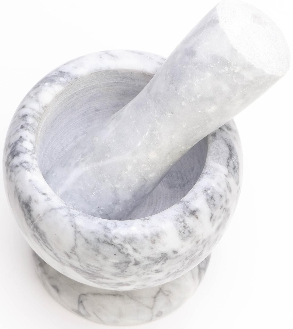 Ступка с пестиком из камня средняя, 250 мл, белый мрамор, в коробке