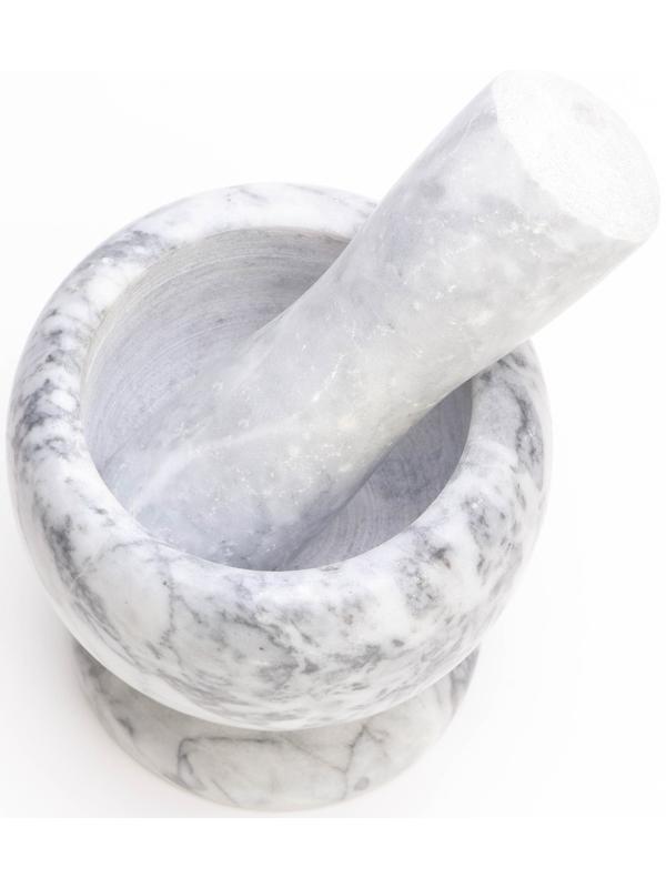 Ступка с пестиком из камня средняя, 250 мл, белый мрамор, в коробке