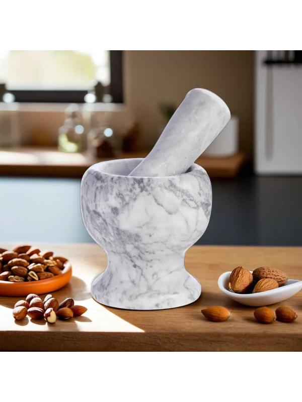Ступка с пестиком из камня средняя, 250 мл, белый мрамор, в коробке
