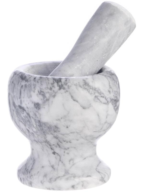 Ступка с пестиком из камня средняя, 250 мл, белый мрамор, в коробке