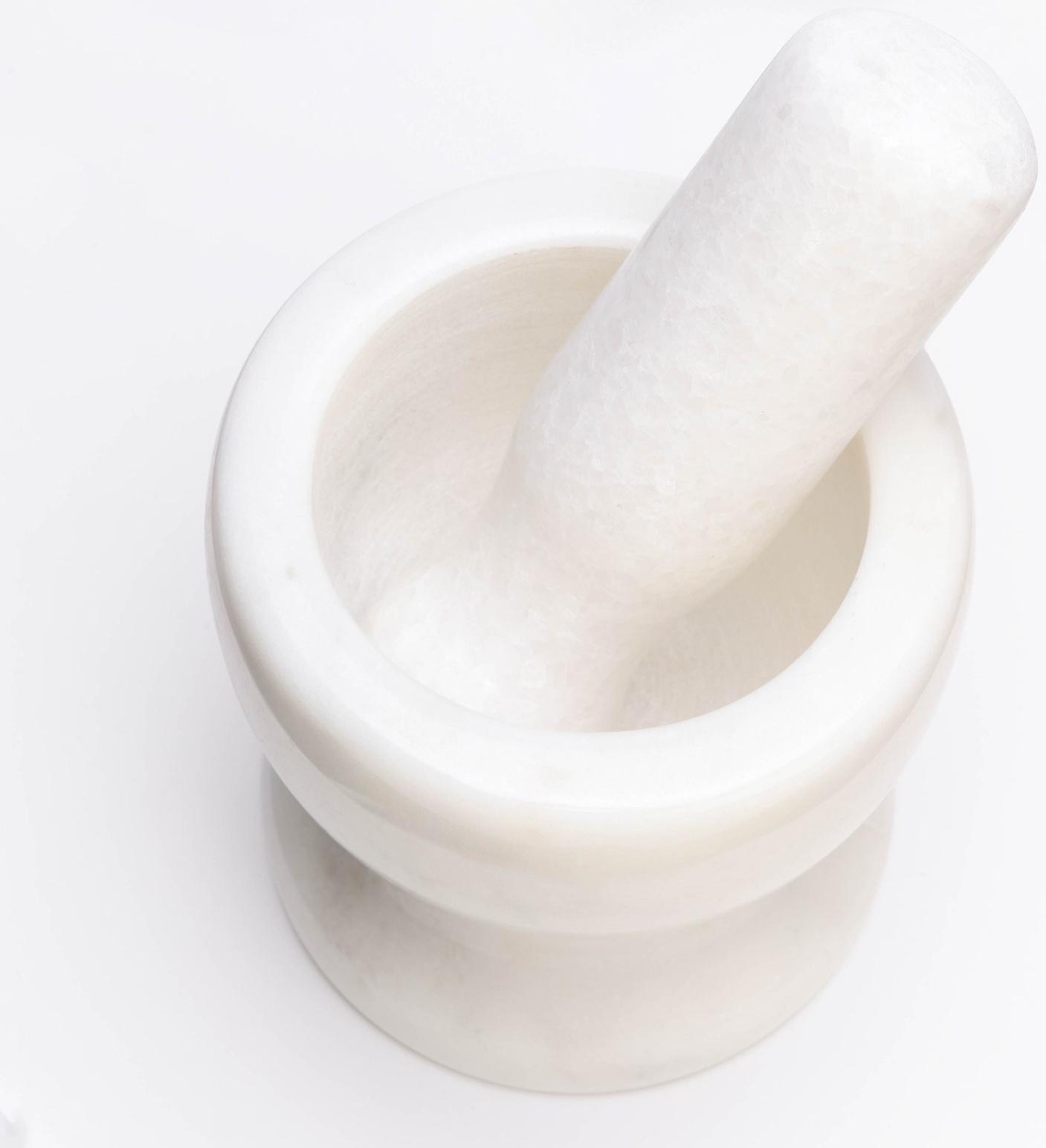 Ступка с пестиком из камня средняя, 250 мл, белая, в коробке