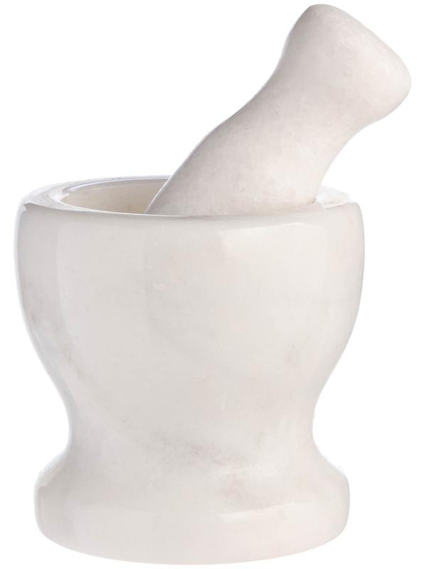 Ступка с пестиком из камня средняя, 250 мл, белая, в коробке