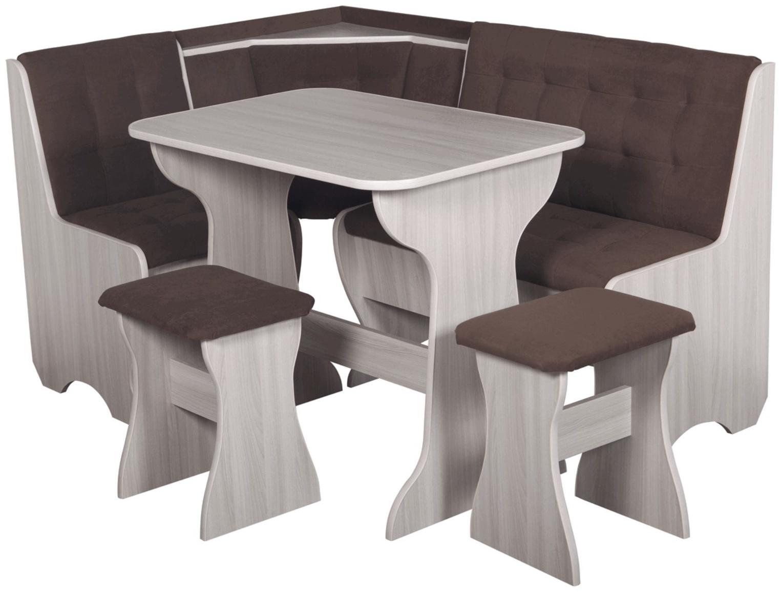 Кухонный уголок ку-1Л4 Т31, угол/стол/табурет, шимо светлый, коричневый